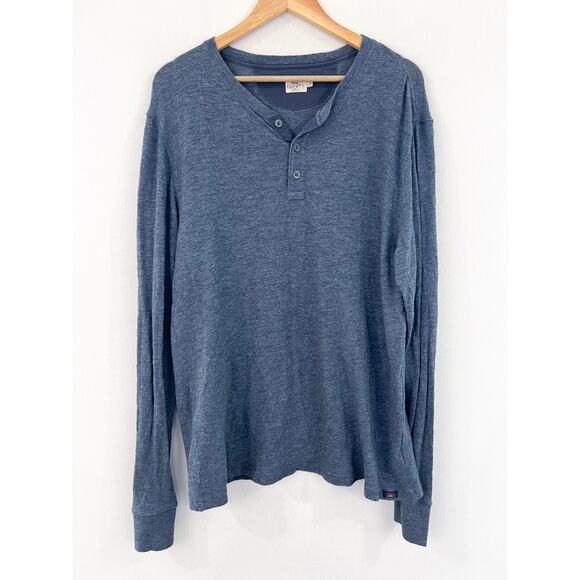Faherty Men's Henley Pullover Longsleeve Top Large 100% Cotton Navy Blue - Picture 1 of 7